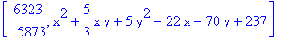 [6323/15873, x^2+5/3*x*y+5*y^2-22*x-70*y+237]